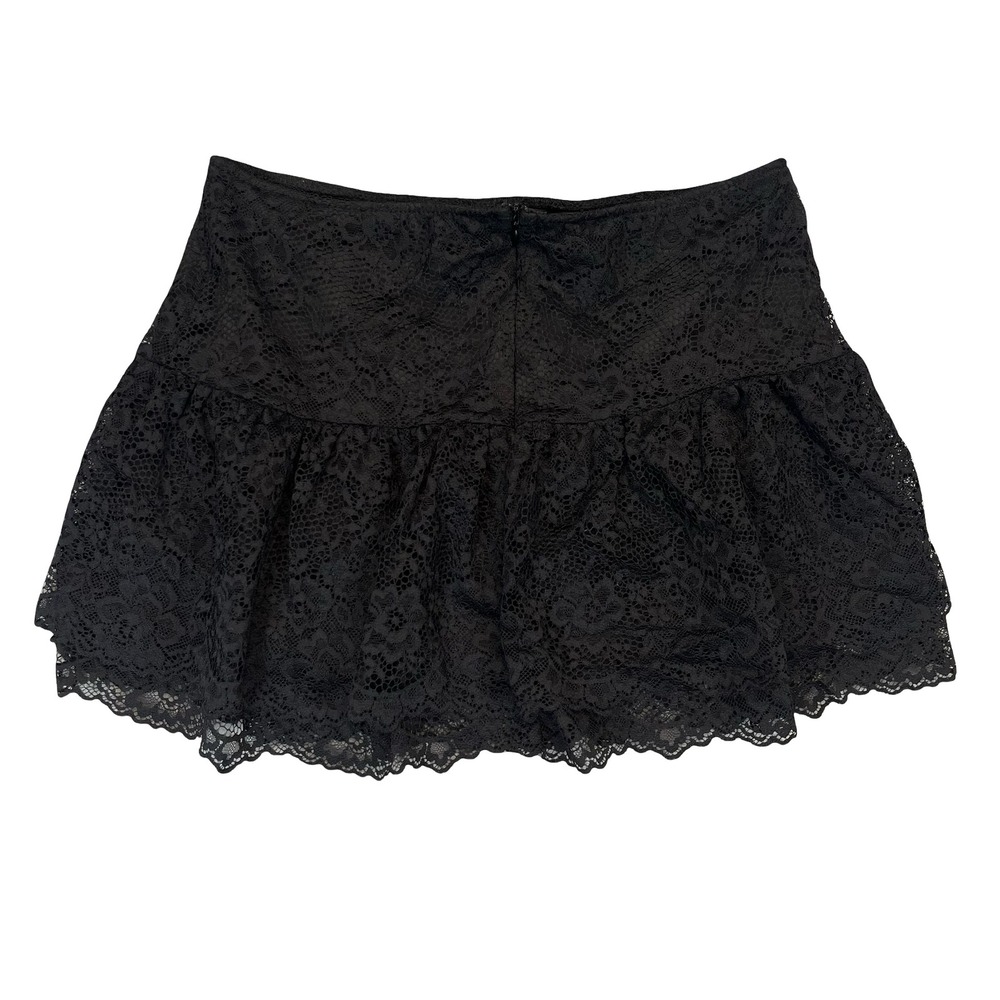Unbranded Women Mini Skirt Black Floral Lace Ruffle Coquette Goth Small
